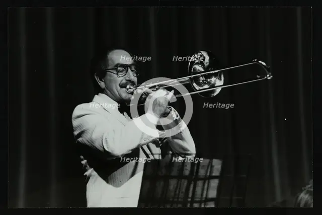 Don Lusher in concert with the Welwyn Garden City Band, Hatfield Polytechnic, Hertfordshire, 1984. Creator: Denis Williams.