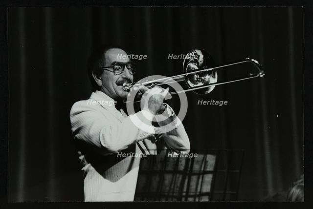 Don Lusher in concert with the Welwyn Garden City Band, Hatfield Polytechnic, Hertfordshire, 1984. Creator: Denis Williams.