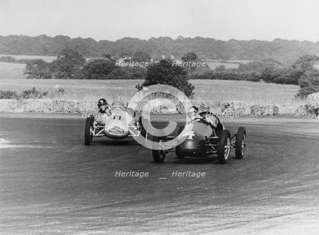 Don Parker and Peter Collins, Silverstone, 1949. Artist: Unknown