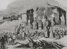 Don Pelayo, the prelates and the Christian warriors giving thanks to the Eternal on..., 722 (1853). Creator: Unknown
