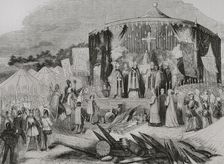 Don Pelayo, the prelates and the Christian warriors giving thanks to the Eternal on..., 722 (1853). Creator: Unknown