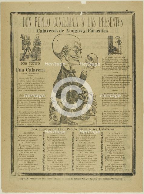 Don Pepito Contemplates those present, calaveras of friends and family, 1902. Creator: José Guadalupe Posada.