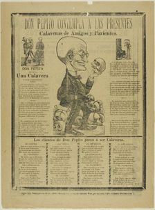 Don Pepito Contemplates those present, calaveras of friends and family, 1902. Creator: José Guadalupe Posada