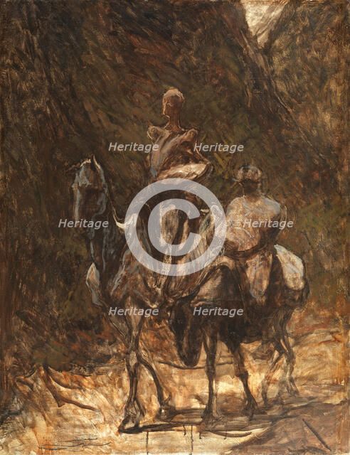 Don Quixote and Sancho Panza, 1868-1870. Creator: Daumier, Honoré (1808-1879).