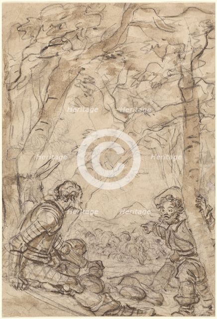 Don Quixote and Sancho Panza Witness the Attack on Rocinante, 1780s. Creator: Jean-Honore Fragonard.