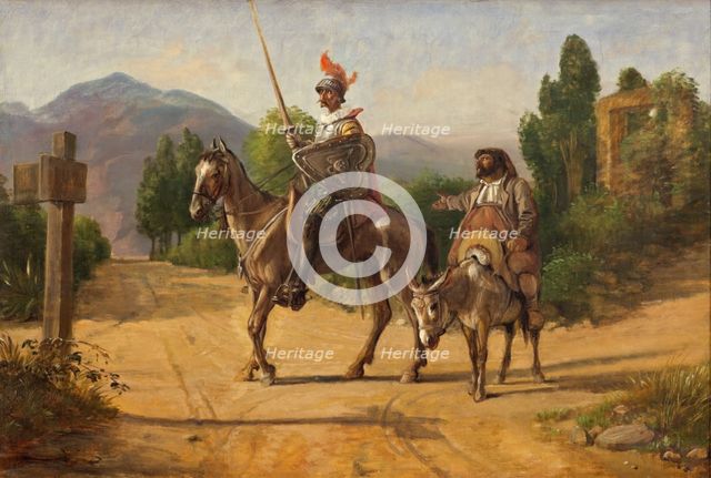 Don Quixote and Sancho Panza at a crossroad, n.d. (after 1847). Creator: Wilhelm Marstrand.