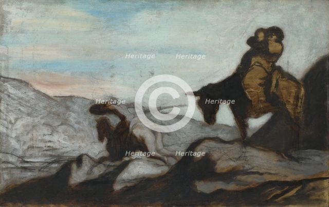 Don Quixote and Sancho Panza, ca 1855. Artist: Daumier, Honoré (1808-1879)