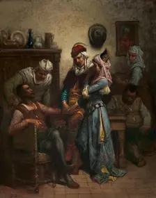 Don Quixote and Sancho Panza Entertained by Basil and Quiteria, 1863?. Creator: Gustave Doré