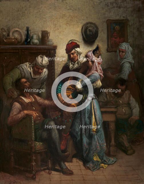 Don Quixote and Sancho Panza Entertained by Basil and Quiteria, 1863?. Creator: Gustave Doré.