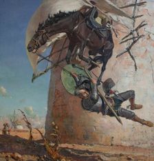 Don Quixote and the windmills, c1900. Creator: José Moreno Carbonero