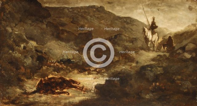 Don Quixote and the Dead Mule, after 1864. Creator: Honore Daumier.