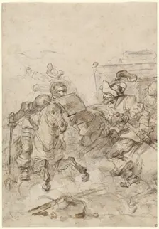 Don Quixote Attacking the Biscayan, 1780s. Creator: Jean-Honore Fragonard