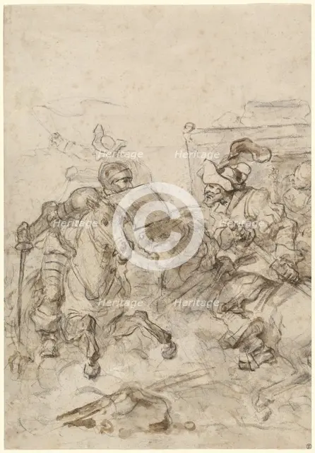 Don Quixote Attacking the Biscayan, 1780s. Creator: Jean-Honore Fragonard.