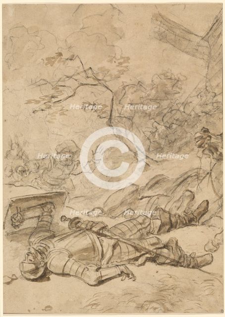 Don Quixote Defeated by the Windmill, 1780s. Creator: Jean-Honore Fragonard.