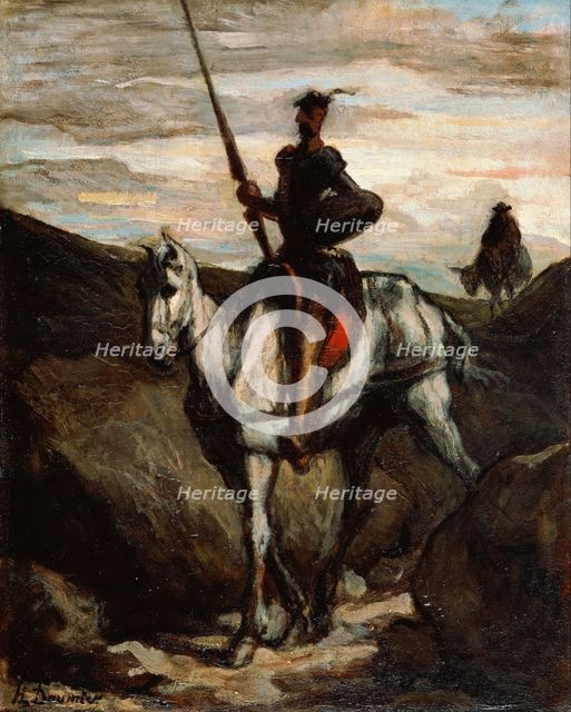 Don Quixote in the Mountains. Artist: Daumier, Honoré (1808-1879)