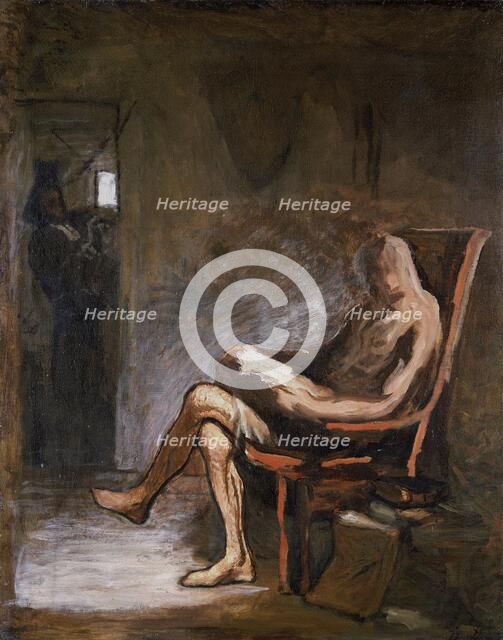 'Don Quixote reading', 1865-67. Artist: Honore Daumier.