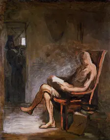 Don Quixote reading 1865-67. Creator: Honore Daumier