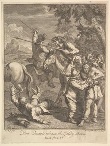 Don Quixote Releases the Galley Slaves (Six Illustrations for Don Quixote), 1756 or after. Creator: William Hogarth