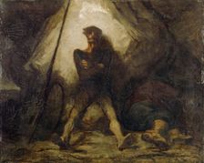 Don Quixote's Vigil, 1855. Creator: Honore Daumier