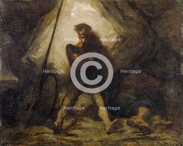 Don Quixote's Vigil, 1855. Creator: Honore Daumier.