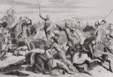 Don Ramiro de León defeats the Cordovan near Simancas, Battle of Simancas, 1st August, 939 (1853). Creator: Unknown