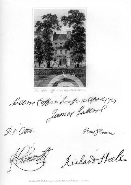 Don Saltero's Coffee House, Cheyne Walk, Chelsea, 1723, (1840). Artist: Unknown