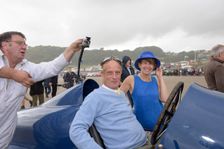 Don Wales and Blue Bird fan Claire Meadows Pendine Sands 2015. Creator: Unknown