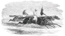 Doncaster Races - the Dead-Heat for the St. Leger Stakes..., 1850. Creator: Unknown