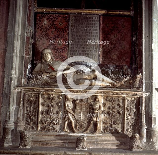 Doncel of Sigüenza', young nobleman Martín Vázquez de Arce (1460-1486), portrait statue in his to…