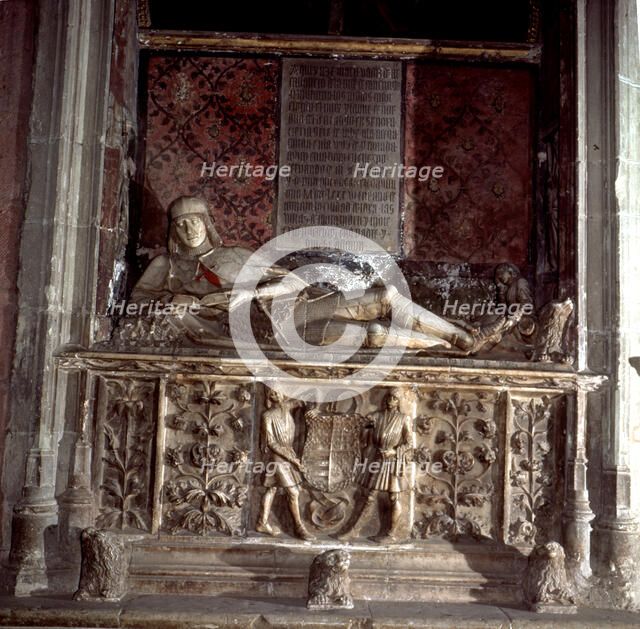 Doncel of Sigüenza', young nobleman Martín Vázquez de Arce (1460-1486), portrait statue in his to…