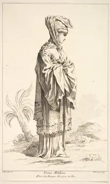 Dona Mitilena, from Recueil de diverses fig.res étrangeres Inventées par F. Bouche..., 18th century. Creator: Simon François Ravenet