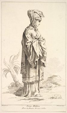Dona Mitilena, from Recueil de diverses fig.res étrangeres Inventées par F. Bouche..., 18th century. Creator: Simon François Ravenet