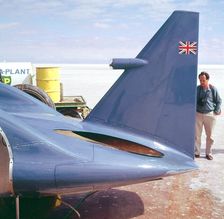 Donald Campbell examines Bluebird, Lake Eyre, Australia, 1960s