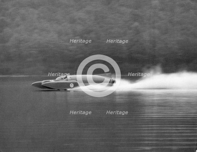 Donald Campbell in Bluebird K7, Coniston Water, Cumbria, 1958. Artist: Unknown