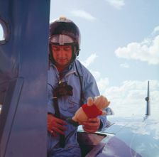 Donald Campbell with Mascot Mr.Woppit, 1960s