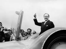 Donald Campbell with the Bluebird CN7 at the Goodwood trials, July 1960