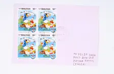 Donald Duck playing golf, postage stamps, Bhutan, 1984. Creator: Unknown