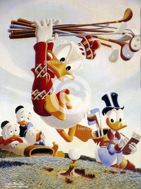 Donald Duck wielding golf clubs, American, c1950s. Creator: Unknown.