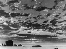 Donald Healey's Austin Healey attempting a Land Speed Record, 1956