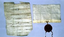Donation of Count Ramon Berenguer I and his second wife Almodis to La Seu..., 1055. Creator: Unknown
