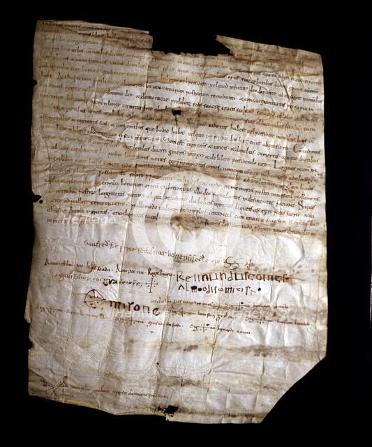 Donation of Count Ramon Berenguer I and his second wife Almodis to the Seu of Barcelona from the …