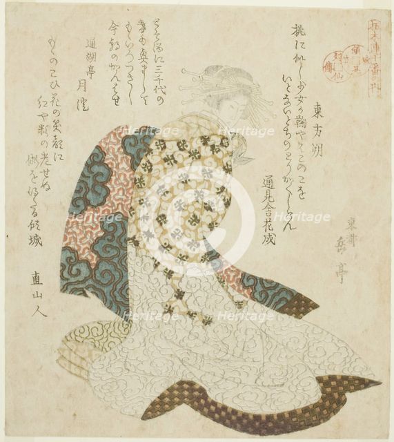 Dongfang Shuo (Tohosaku), from the series "Lives of Taoist Immortals Parodied by..., c. 1821/22. Creator: Gakutei.
