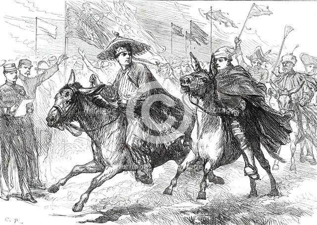 Donkey Race at the Gibraltar Athletic Sports in the presence of the Prince of Wales...1876. Creator: C.R..