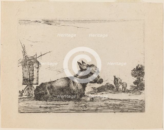Donkey Resting, 1642. Creator: Stefano della Bella.