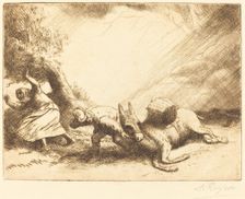 Donkey Upset by Storm (L'ane renverse par la foudre). Creator: Alphonse Legros
