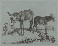 Donkey with her Foal, a Dog, and a Peasant Man, 1762/1763. Creator: Francesco Londonio