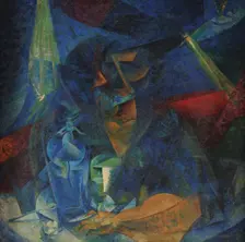 Donna al caffe - Compenetrazione di luci e piani, 1912-1914. Creator: Boccioni; Umberto (1882-1916)