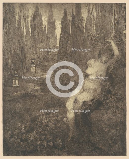 Donna ignuda addormentata nel parco [Naked Woman Asleep in the Park], 1890s(?). Creator: Carlo Paolo Agazzi.