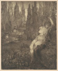 Donna ignuda addormentata nel parco [Naked Woman Asleep in the Park], 1890s(?). Creator: Carlo Paolo Agazzi