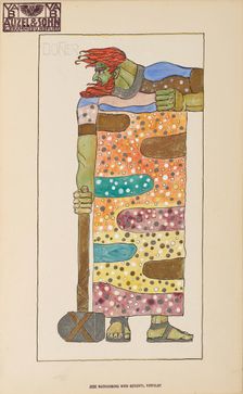 Donner. Costume design for the opera Das Rheingold by Richard Wagner. Creator: Lefler, Heinrich (1863-1919)